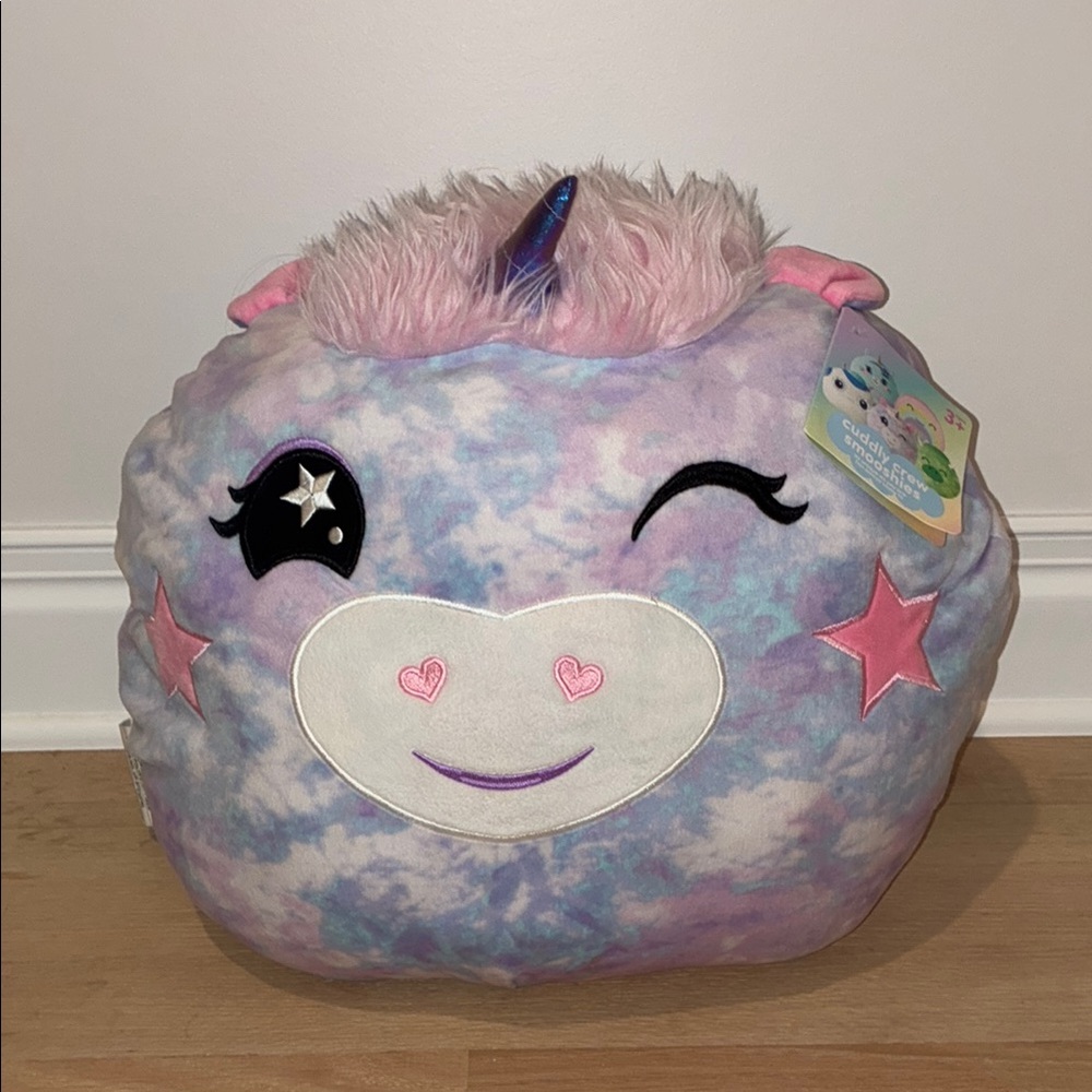 Plush Unicorn Pillow - Pink and Blue